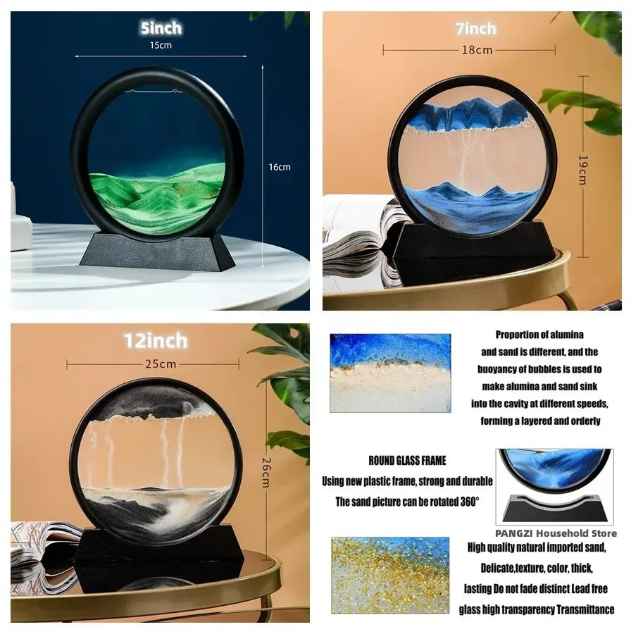 3D Moving Sand Art - Round Glass Sandscape