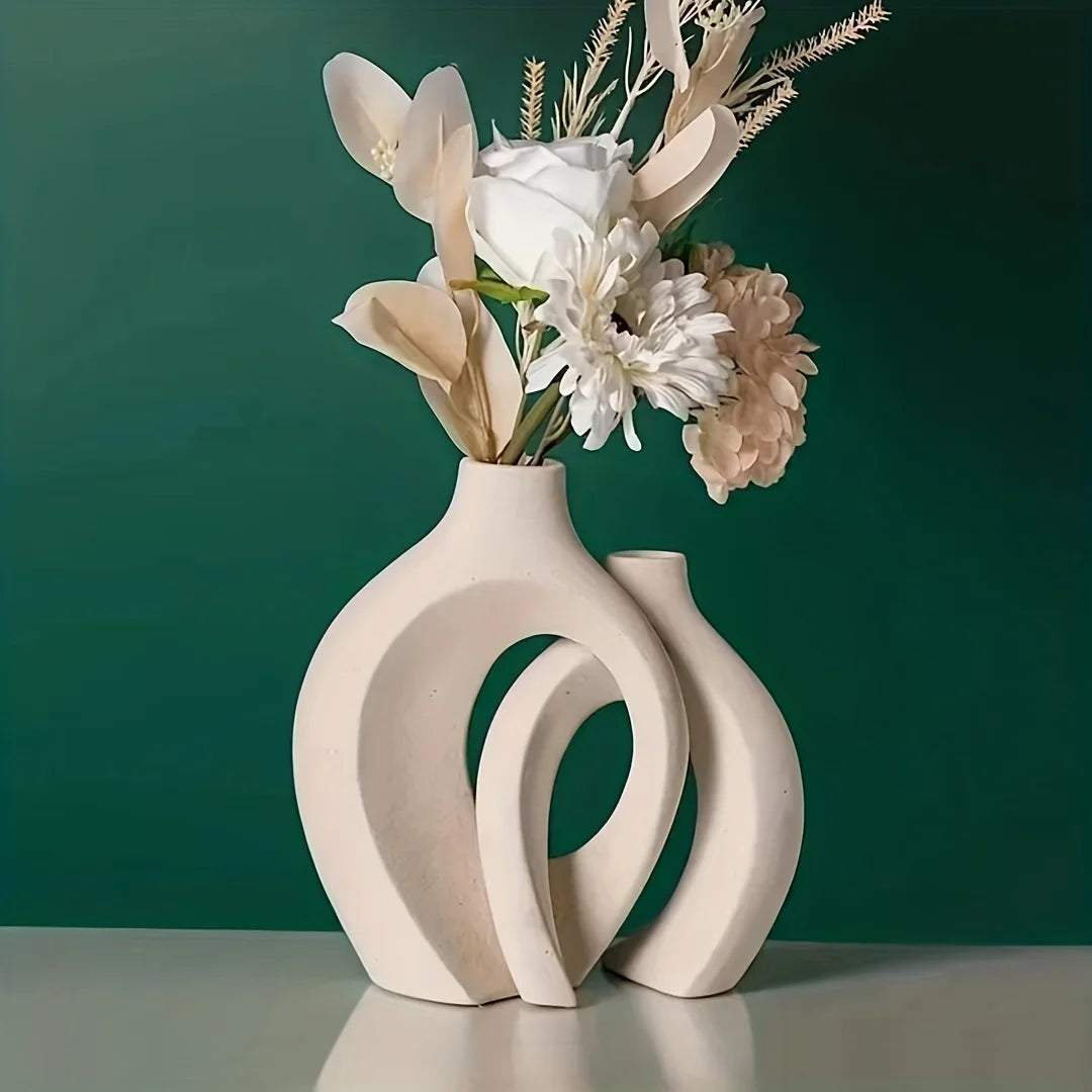Hollow Nordic Ceramic Vase - Set Of 2